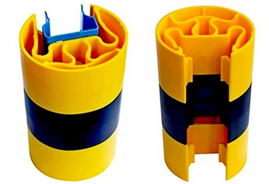 Защита стеллажей (стойки до 120 мм ) – отбойник пластиковый наборный, демпфер желтый, черный.
